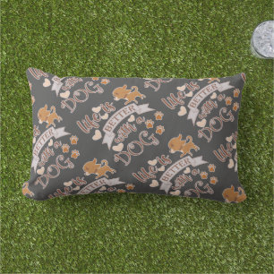 Life is Better With a Dog quote funny chihuahua Lumbar Cushion