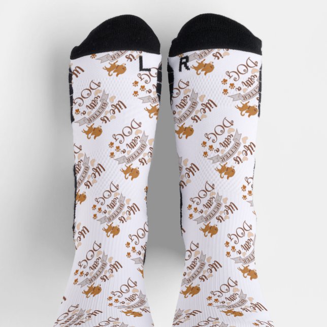Life is Better With a Dog quote funny chihuahua Socks (Top)
