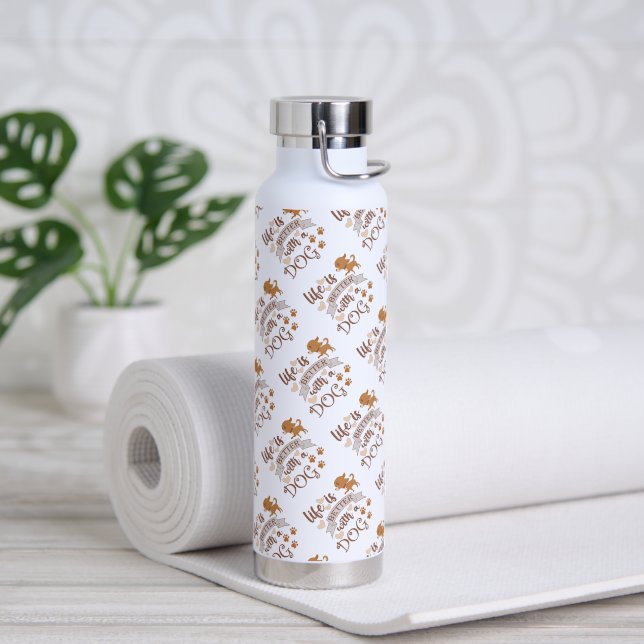 Life is Better With a Dog quote funny chihuahua Water Bottle (Yoga)
