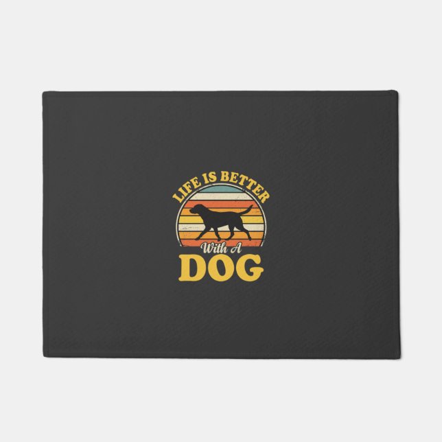 Life Is Better With A Dog Retro Doormat (Front)