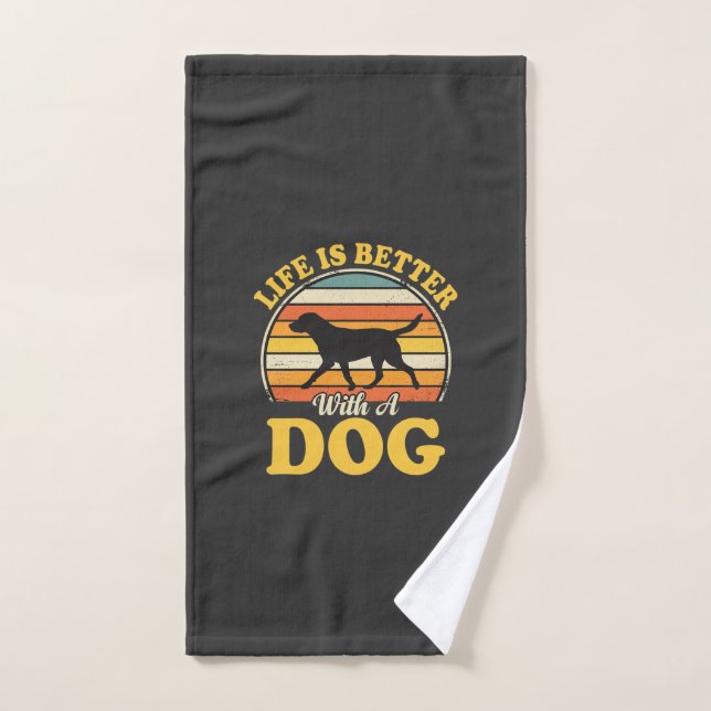 Life Is Better With A Dog Retro Hand Towel (Hand Towel)