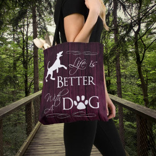 Life is better with a Dog Tote Bag - Magenta