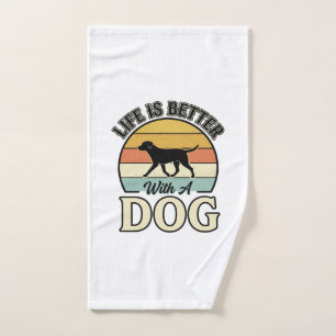 Life Is Better With A Dog Vintage Shirt Design_1 Hand Towel
