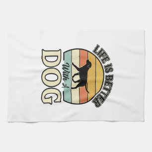 Life Is Better With A Dog Vintage Shirt Design_1 Tea Towel