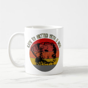 Life is better with a dog, vintage style coffee mug