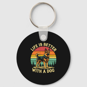 Life Is Better With A Dog - Vintage Sunset Key Ring