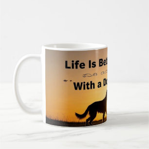 Life Is Better With a Dog, young boy, sunset Coffee Mug