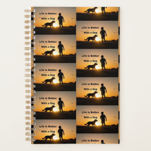 Life Is Better With a Dog, young boy, sunset  Planner