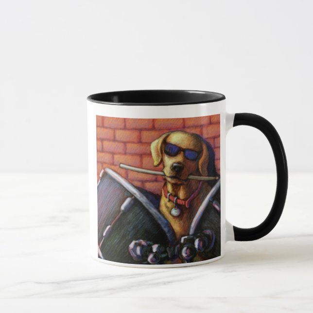 "Life is Better With a Drummer" Yellow Lab Drums Mug (Right)