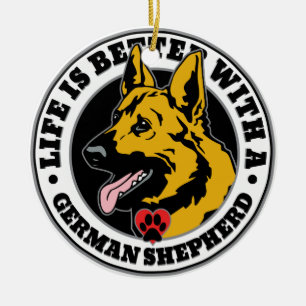 Life Is Better With A German Shepherd Ceramic Tree Decoration
