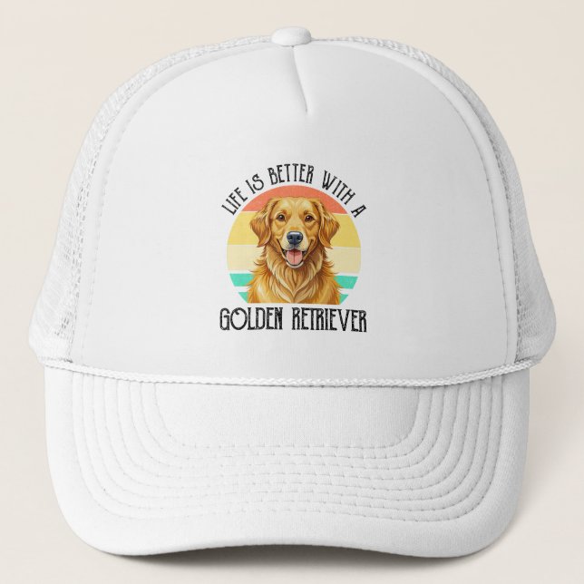 Life Is Better With A Golden Retriever Trucker Hat (Front)