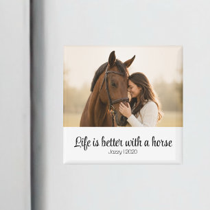 Life Is Better With A Horse Personalised Script Magnet