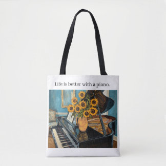 Life is better with a piano - awesome totebag! tote bag