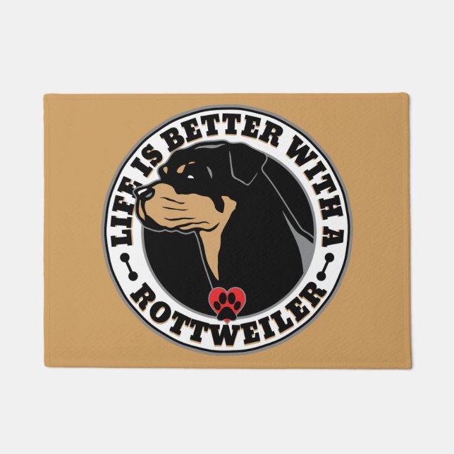 Life Is Better With A Rottweiler Doormat (Front)