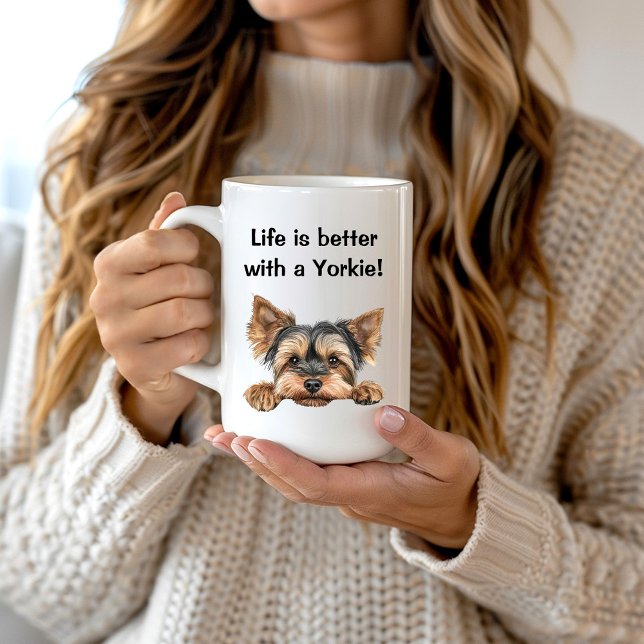Life is better with a yorkie frosted glass coffee mug (Creator Uploaded)