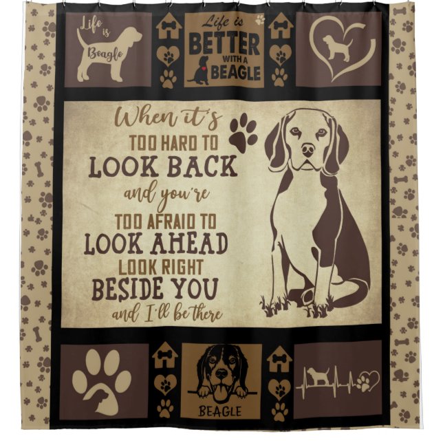 "Life Is Better With Beagle, Dog Lover Shower Curtain (Front)