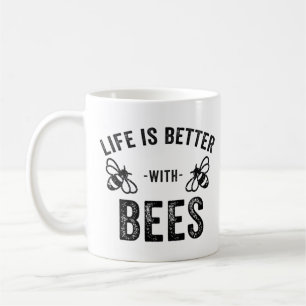 Life is Better with Bees cool honey bee Animal Fan Coffee Mug