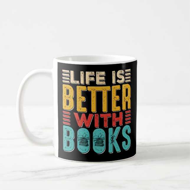 Life is Better with Books black mug (Left)
