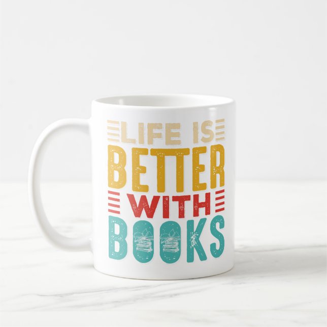 Life is Better with Books white mug (Left)