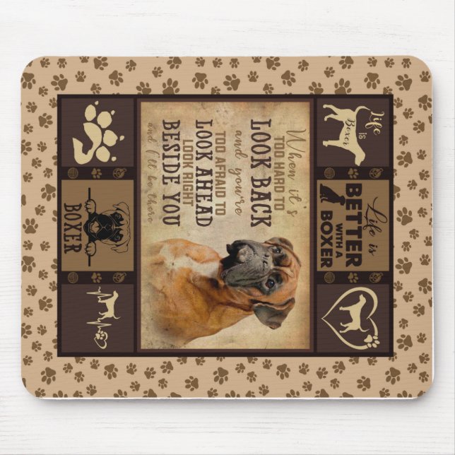 Life Is Better With Boxer Fleece Blanket, Dog Love Mouse Pad (Front)