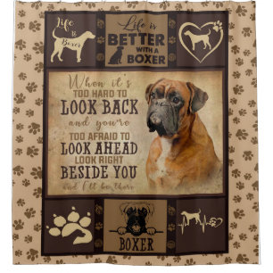 Life Is Better With Boxer Fleece Blanket, Dog Love Shower Curtain