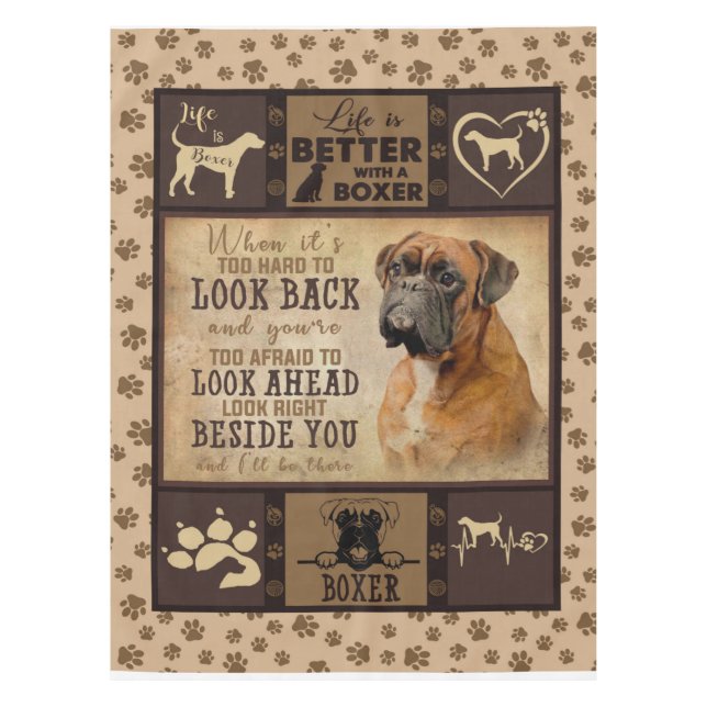 Life Is Better With Boxer Fleece Blanket, Dog Love Tablecloth (Front)