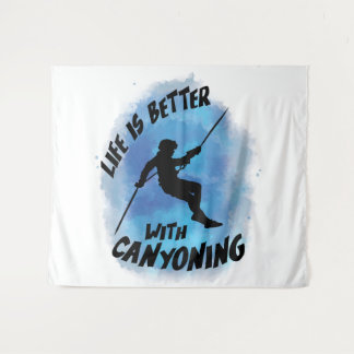 Life is Better With Canyoning Canyoneer Watercolor Tapestry