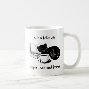 LIFE IS BETTER WITH CAT COFFEE AND BOOKS MUG