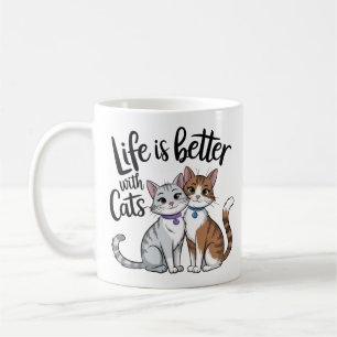 Life is Better with Cats - Adorable Cat Design Coffee Mug