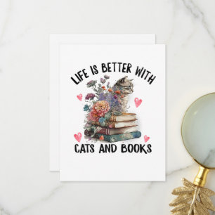 Life is better with Cats and Books Funny Cat Thank You Card