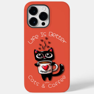 Life is Better with Cats and Coffee Cat Hearts Case-Mate iPhone 14 Pro Max Case