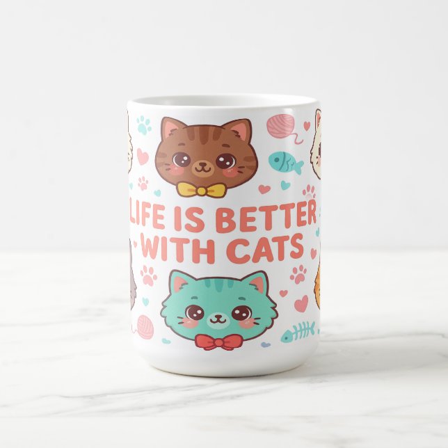 Life is Better With Cats - Cat Lovers Gift Coffee Mug (Center)