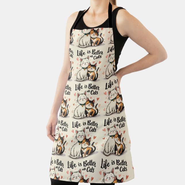 Life is Better with Cats Cute Cat Aesthetic Apron (Insitu)