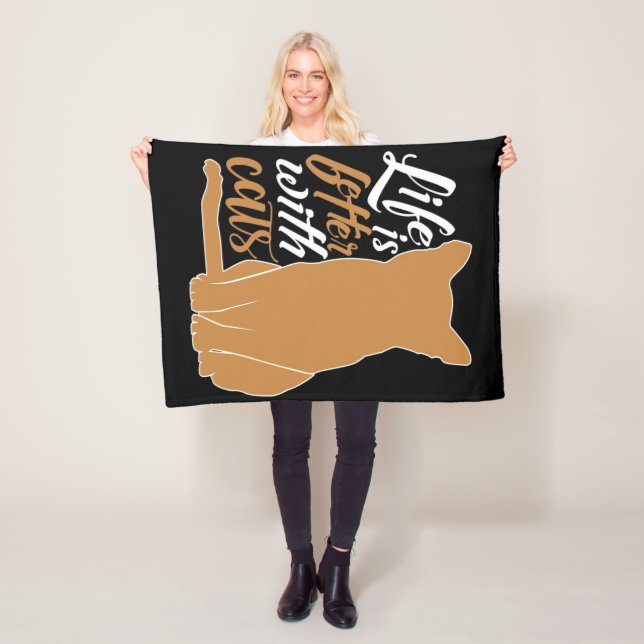 Life Is Better With Cats Fleece Blanket (In Situ)