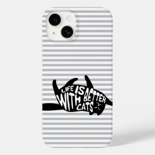 Life is better with cats   Fun Typography Case-Mate iPhone 14 Case