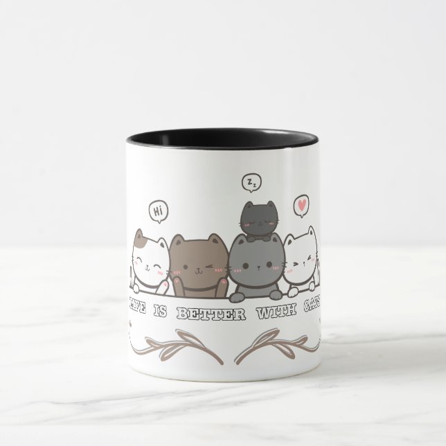 Life is better with cats mug (Center)