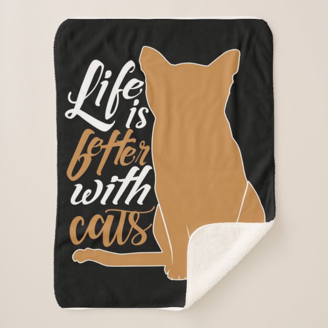 Life Is Better With Cats Sherpa Blanket (Front)
