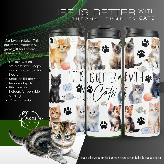Life is Better with Cats Thermal Tumbler (Creator Uploaded)
