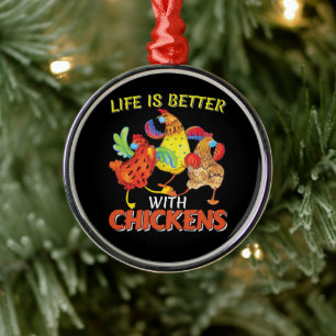 Life is Better with Chickens Metal Tree Decoration