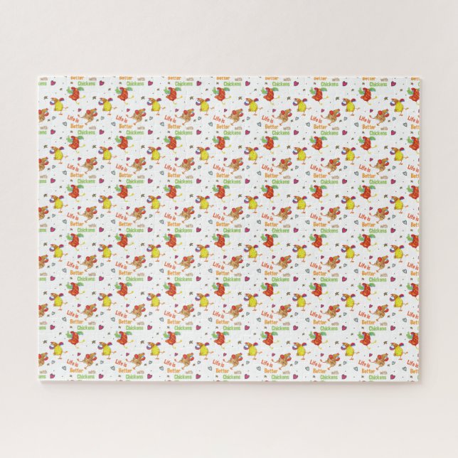 Life is Better with Chickens Watercolor Art Jigsaw Puzzle (Horizontal)