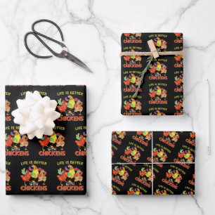 Life is Better with Chickens Wrapping Paper Sheet