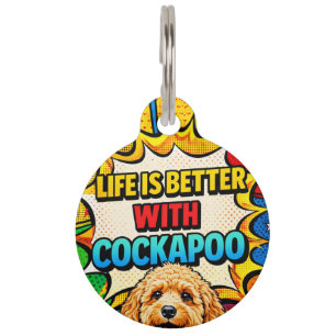 Life Is Better With Cockapoo Dog Tag   pop art tag