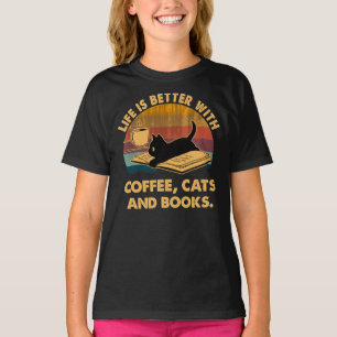 Life is better with coffee cats and books Classic  T-Shirt