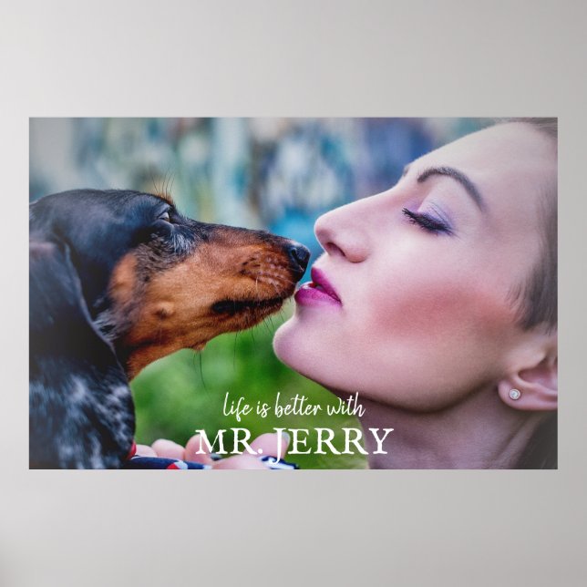 Life Is Better with Custom Dog Photo Dog Name Post Poster (Front)