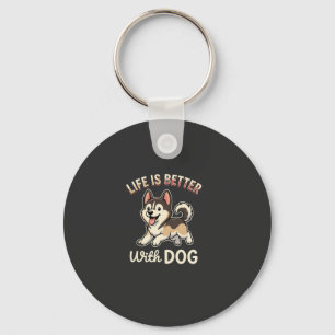 Life Is Better With Dog Cartoon Key Ring