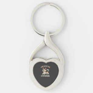 Life Is Better With Dog Cartoon Key Ring