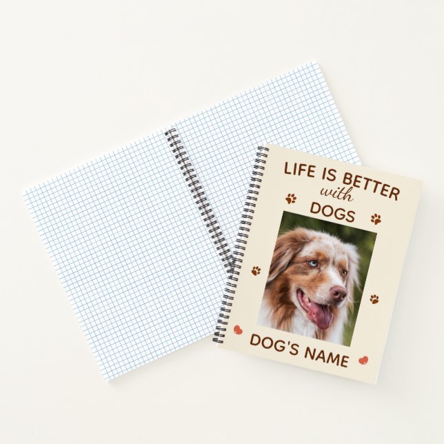 Life Is Better with Dogs – Cute Custom Pet Spiral  Notebook (Inside)