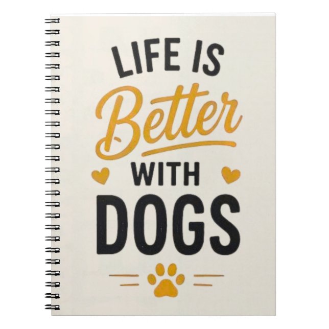 Life Is Better With Dogs Dog Lover Typography  Notebook (Front)