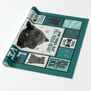 Life Is Better With Dogs Pug Dog Blanket Wrapping Paper