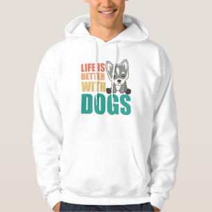 Life Is Better With Dogs Sweet Husky Dog Brown Hoodie